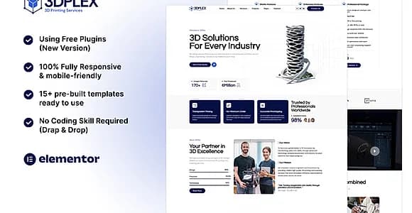 3DPlex - 3D Printing Services Elementor Template Kit