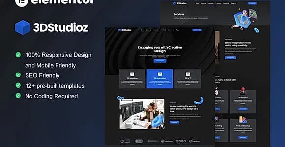 3dstudioz - 3D Design & Animation Studio Elementor Template Kit