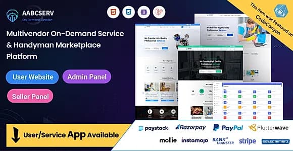 Aabcserv - Multivendor On-Demand  Service & Handyman Marketplace Platform
