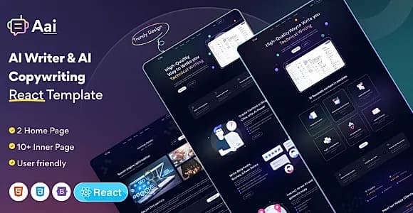 Aai – AI Content & Copywriting SaaS Landing Page React Template