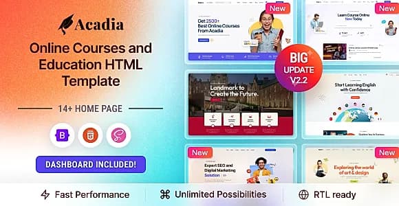 Acadia - Online Courses & Education Template