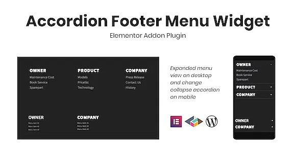 Accordion Footer Menu Widget For Elementor WordPress Plugin