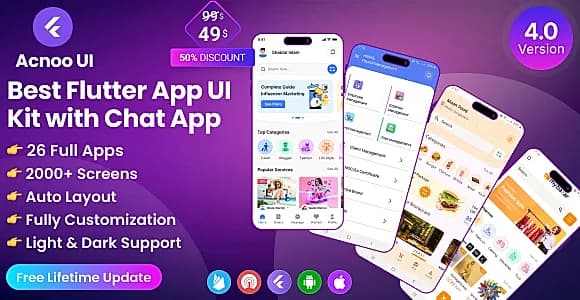 Acnoo UI - Best Flutter App UI Kit + Chat App