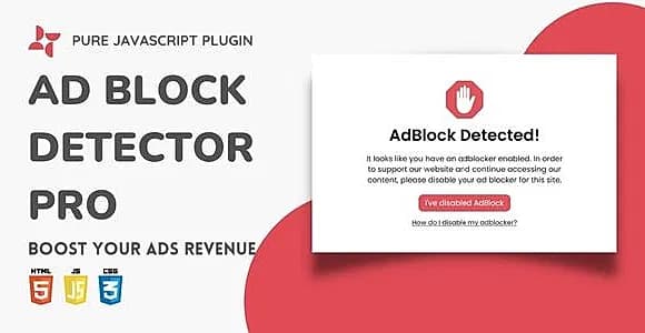 Ad Block Detector Pro | Light-weight Pure JavaScript Plugin