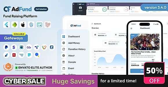 AdFund - Fund Raising Platform Website | Android-iOS App | Admin Panel