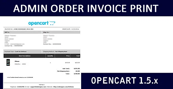 Admin-Side Order Invoice Print Layout - OpenCart