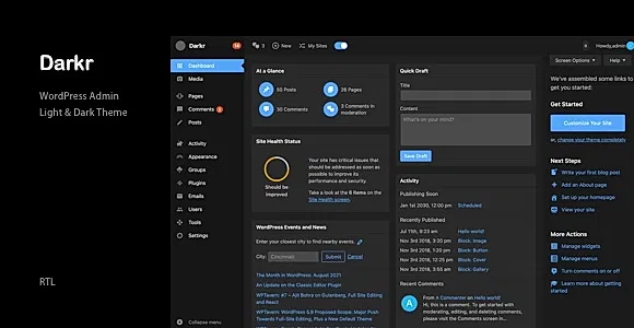 Admin Theme - Darkr WordPress Plugin