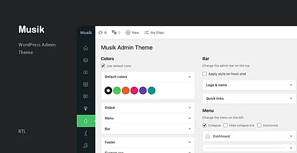 Admin Theme - Musik WordPress Plugin