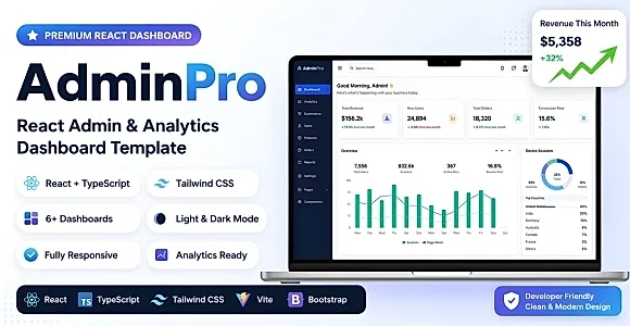 AdminPro - React Admin & Analytics Dashboard Template