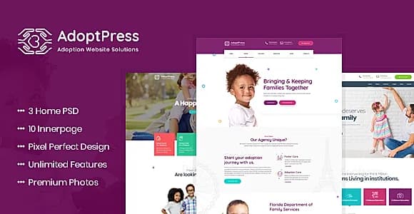 AdoptPress - Child & Pet Adoption Charity PSD Template