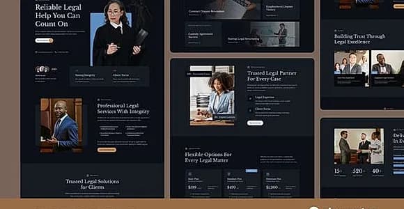 Advocium - Dark Legal & Law Firm Service Website Elementor Template Kits