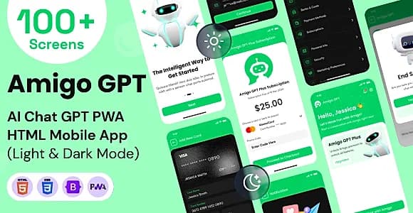 AI Chatbot GPT Mobile App PWA HTML Template - Amigo Chat GPT