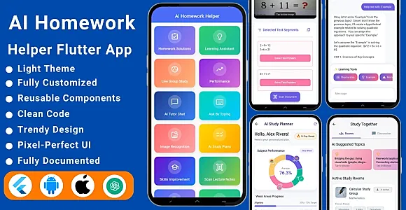 AI Homework Helper Flutter App | AI Learning Flutter App