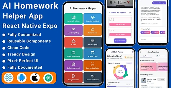 AI Homework Helper React Native Expo App | AI Learning React Native Expo App