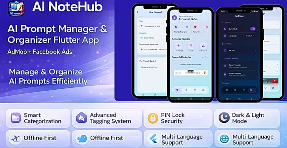 AI NoteHub – Ultimate AI Prompt Manager & Organizer Flutter App (AdMob + Facebook Ads)