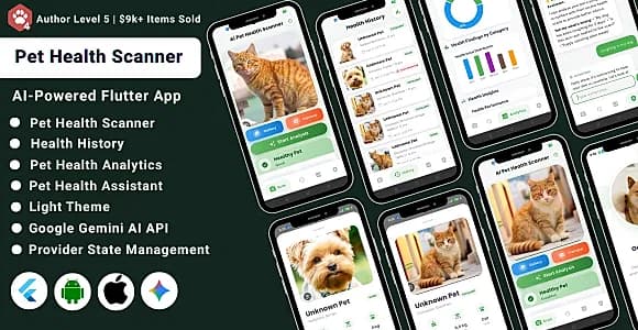 AI Pet Health Scanner Flutter App | Pet Care & Monitoring App