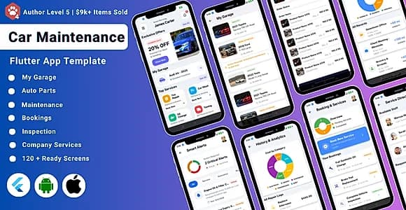 AI-Powered Vehicle Maintenance Flutter App UI Kit | Car Maintenance & Service Tracker