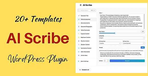 AI Scribe- Content Writer, OpenAI GPT WordPress Plugin