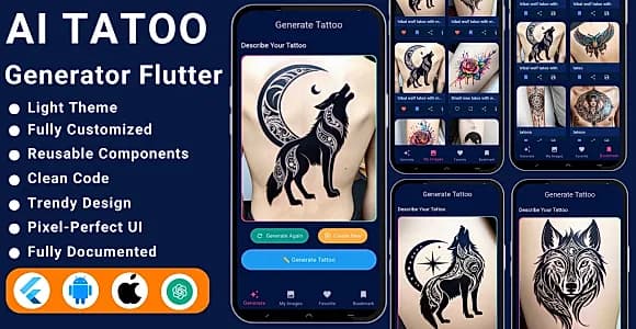 AI Tattoo Generator Flutter App | HuggingFace-Powered Tattoo Maker | AI Tattoo Design