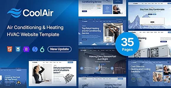 Air Conditioning & Heating HVAC Service Website Template - CoolAir