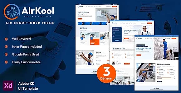 AirKool - Air Conditioning & Heating Company XD Website Design Template