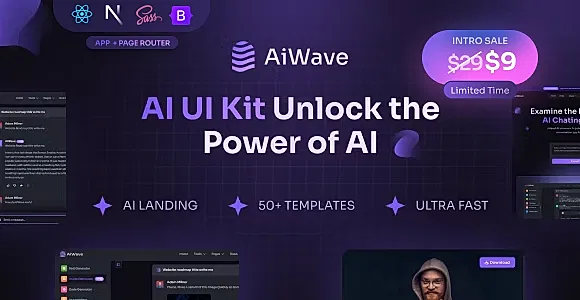 Aiwave - AI SaaS Website + Dashboard React NextJS UI Kit