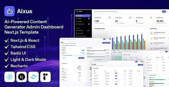 Aixus - AI Powered Content Generator NextJs Admin Template