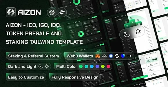 AIZON - ICO Token Presale and Staking Tailwind Template
