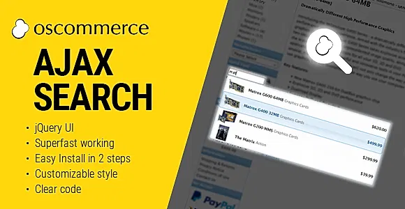 Ajax Search Autocomplete for osCommerce