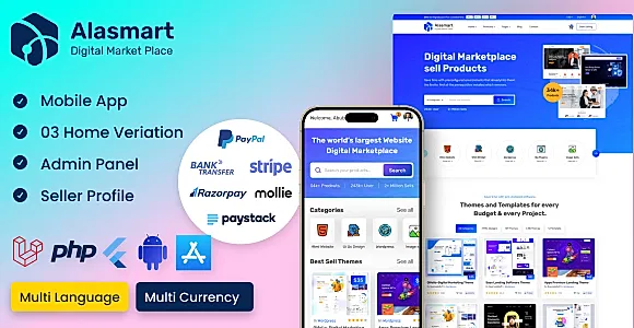 Alasmart - Digital Products Buy Sell Marketplace App with Admin Panel