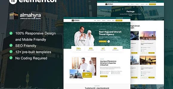 Almahyra - Umrah & Hajj Tour Travel Elementor Pro Template Kit