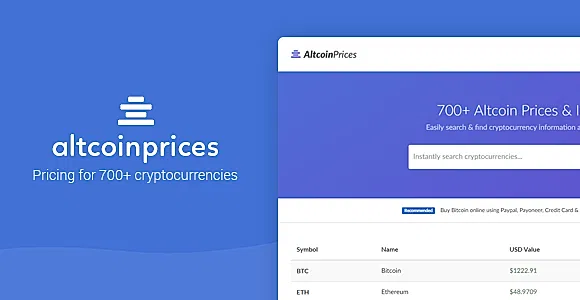 Altcoin Prices - 700+ Cryptocurrency Prices