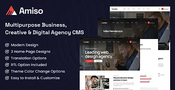 Amiso - Multipurpose Business, Creative & Digital Agency CMS