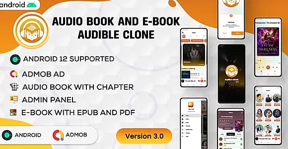 Android Audio Book And E-Book- Audible | Audiobook With Chapter |  Android App | Admob | v3.6