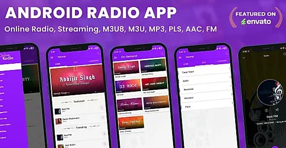 Android Radio App (Online Radio, Streaming, M3U8, M3U, MP3, PLS, AAC, FM)