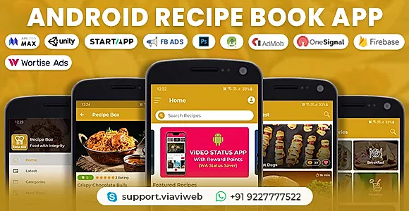 Android Recipe Book App (Cooking,Chef,Healthy Food, Admob with GDPR)
