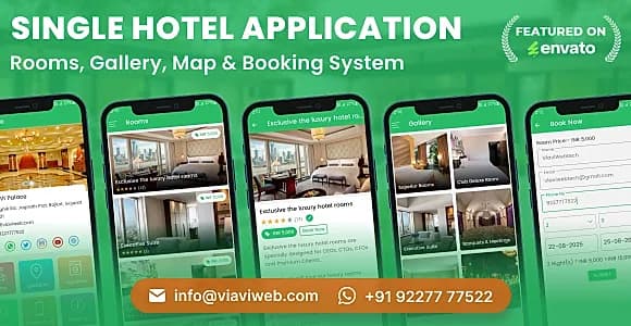Android Single Hotel Application with Rooms, Gallery, Map & Booking System