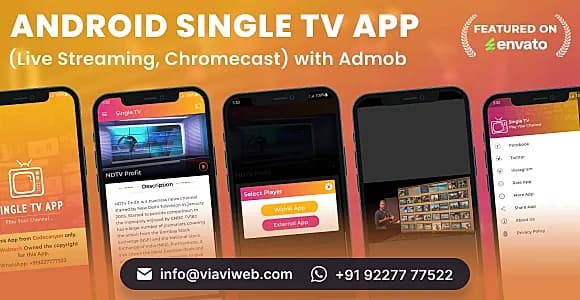 Android Single TV App (Live Streaming, Chromecast) with Admob