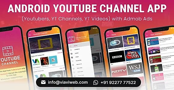 Android YouTube Channel App (Youtubers, YT Channels, YT Videos) with Admob Ads