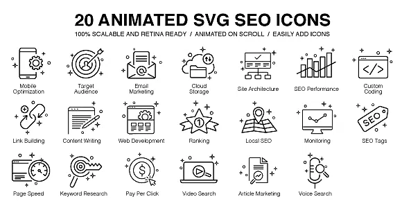 20 Animated SVG SEO Icons