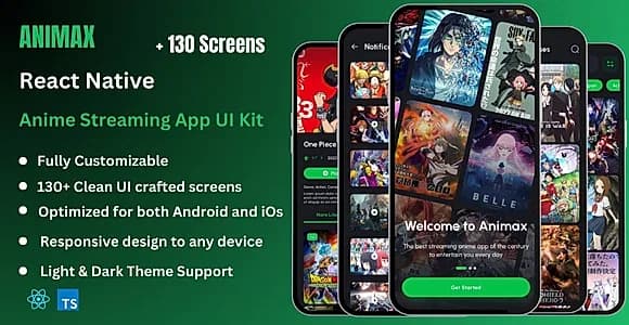 Animax Pro - Anime Streaming React Native Expo App Ui Kit