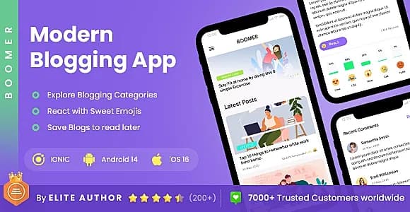 2 App Template| Blogging App| Wordpress News App| Wordpress Blog App Template| Boomer