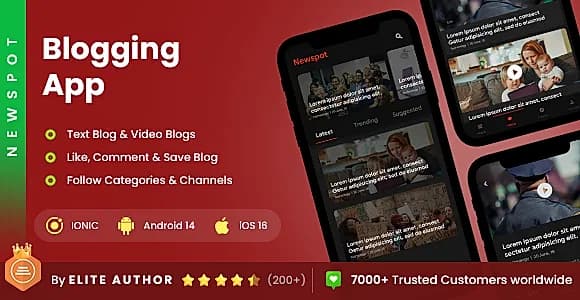 2 App Template| Blogging App| Wordpress News App| Wordpress Blog App Template| Newspot