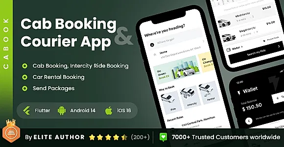2 App Template | Cab Booking App | Courier App | Car on Rent App | Parcel Delivery App | Cabook