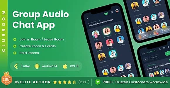 2 App Template| Clubhouse App| Communication App |  Audio Chat App| Audio Room App| ClubRoom