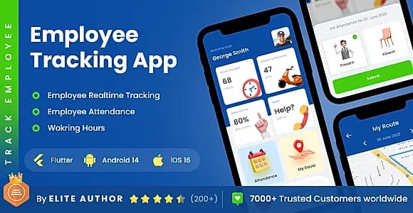 4 App Template | Employee Tracking App | Employee Management  | Staff Attendance App| Track Employee