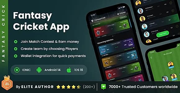 2 App Template | Fantasy Sports App | Cricket Contest App| Cricket Fantasy App| FantasyCrick