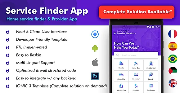 4 App Template| Home Service Finder App| Home Service Provider App| Service Booking app| Handyman