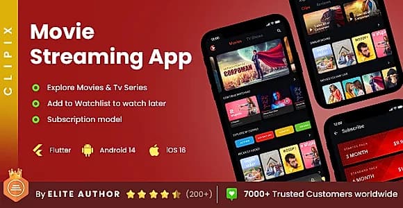 2 App Template| Movie App| Web Series App| Online Video Streaming App| OTT App| Clipix