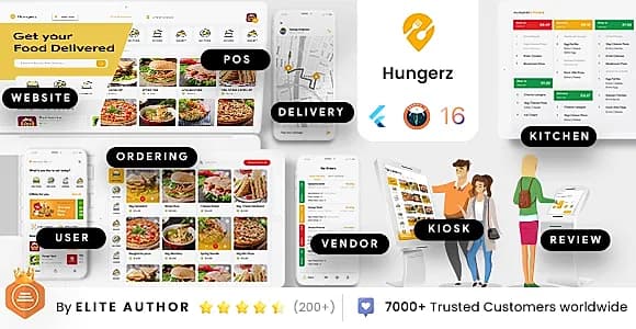 16 App Template| Multi Restaurant App| Food Ordering|  Food Delivery| Restaurant POS App | Hungerz